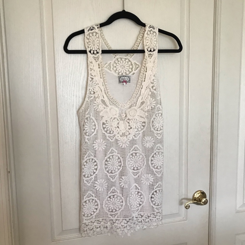 Anthropologie macrame style tank top